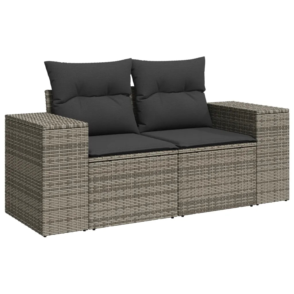 Set Divano da Giardino 9 pz con Cuscini Grigio in Polyrattan 3222999