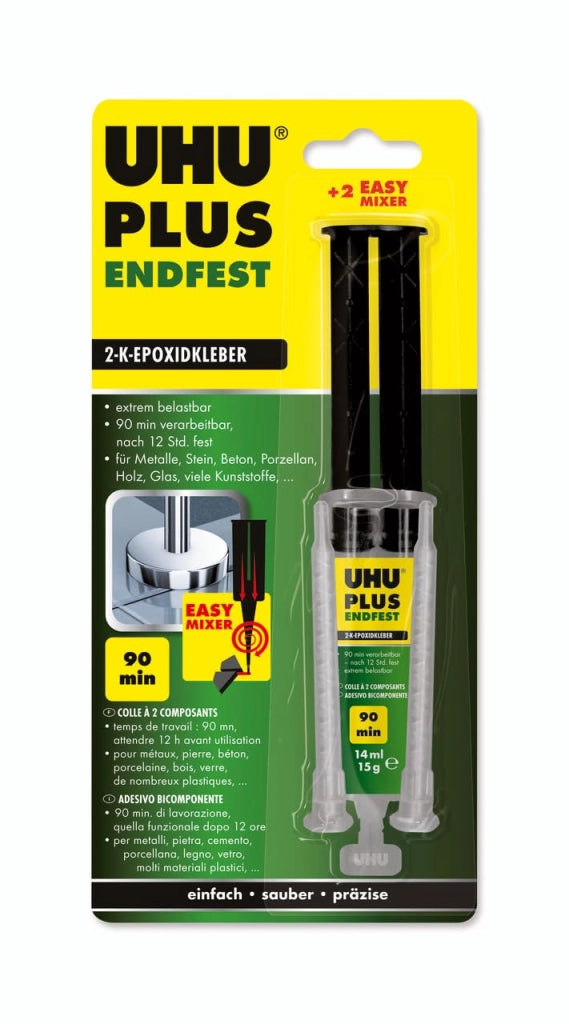 Uhu Plus 90 Minuti Verde Bicomponente Siringa Ml 14 15 g
