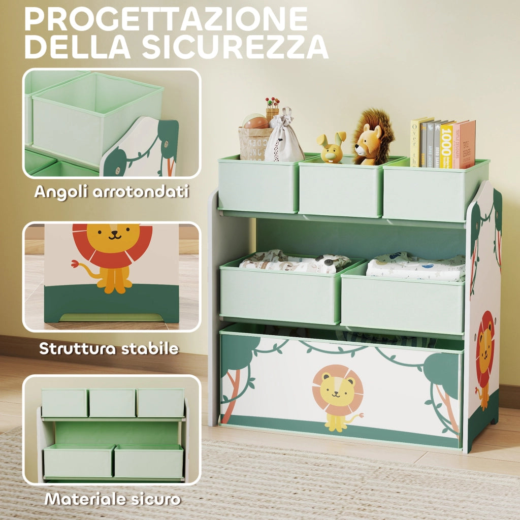 Scaffale Portagiochi Bambini ¨C Xylo ¨C 3 Ripiani Verde