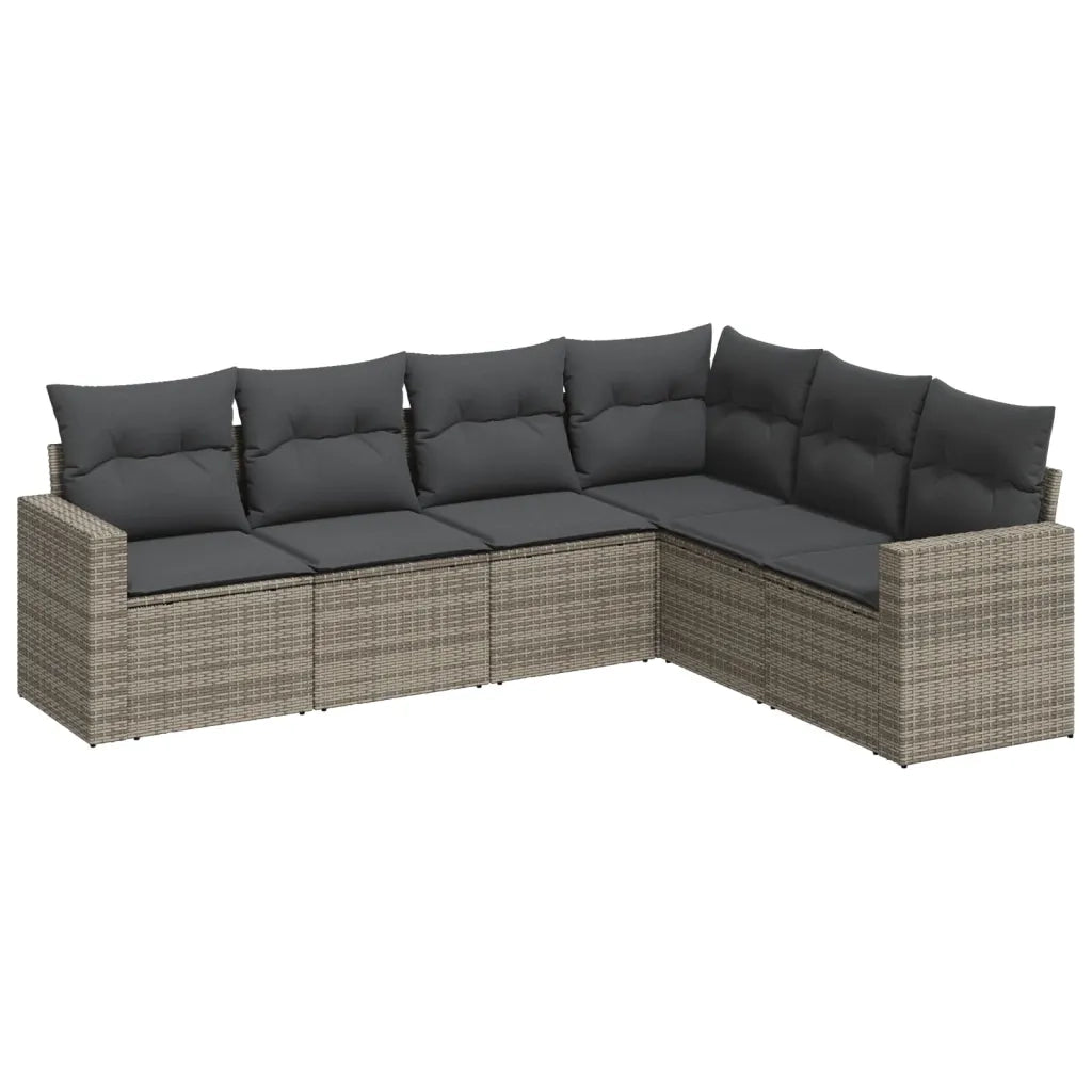Set Divano da Giardino 6 pz con Cuscini Grigio in Polyrattan 3251347