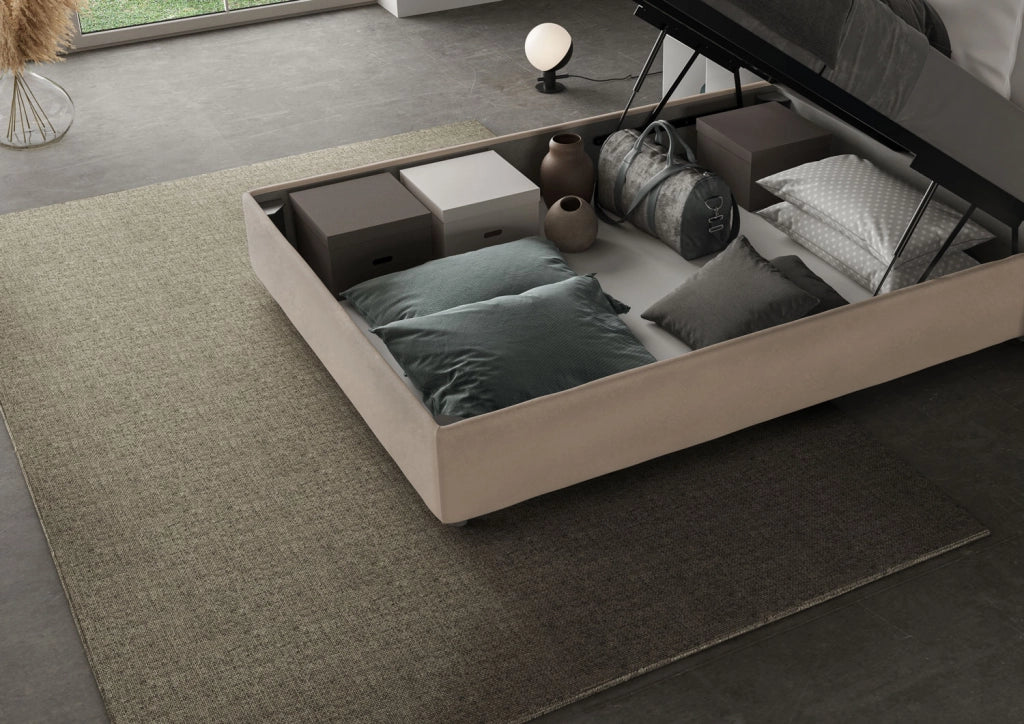 Letto 1 Piazza E Mezzo 110x200 cm con Rete Imbottito in Microfibra Appia Large Sabbia