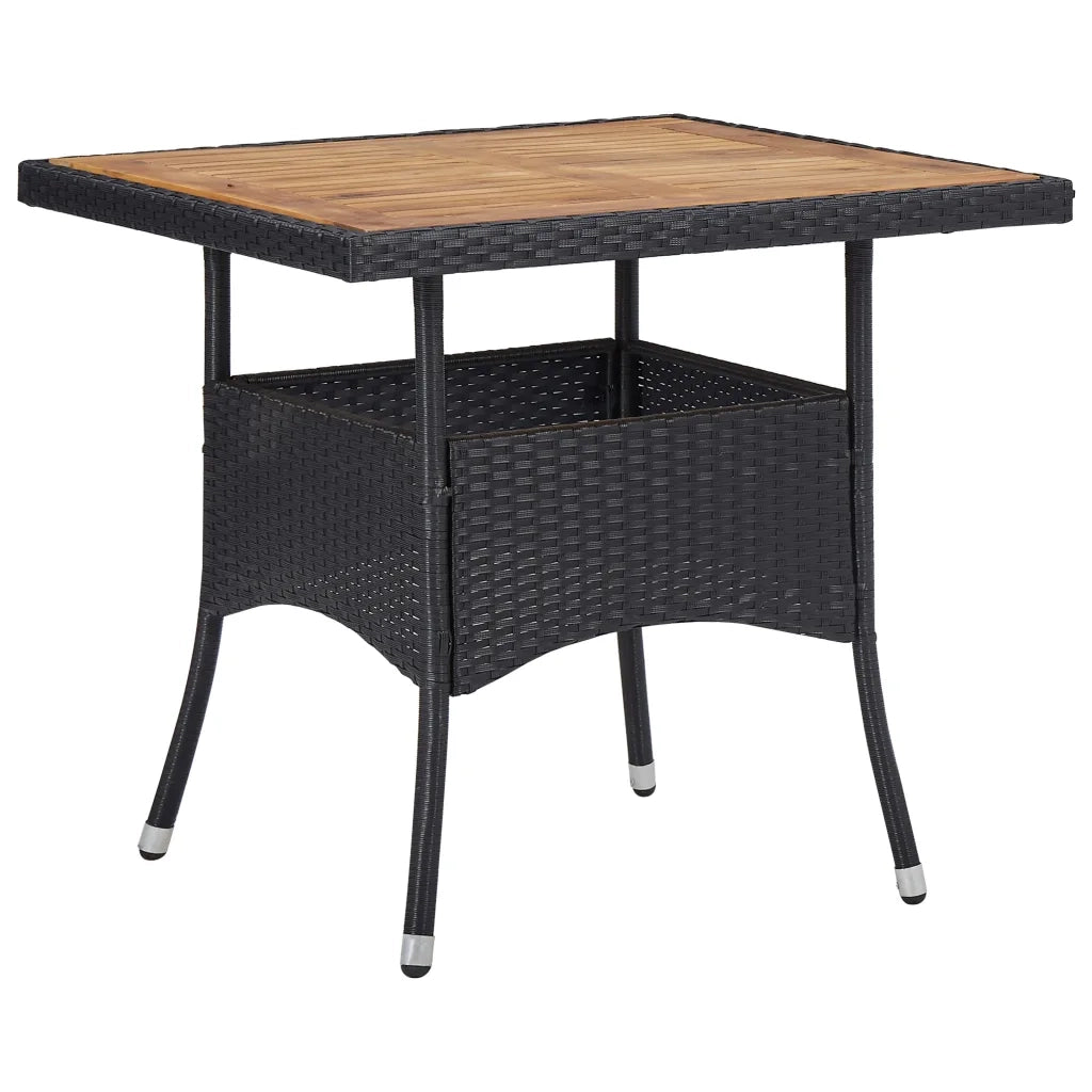 Set Mobili da Pranzo da Giardino 5 pz Nero Polyrattan e Acacia 3058322