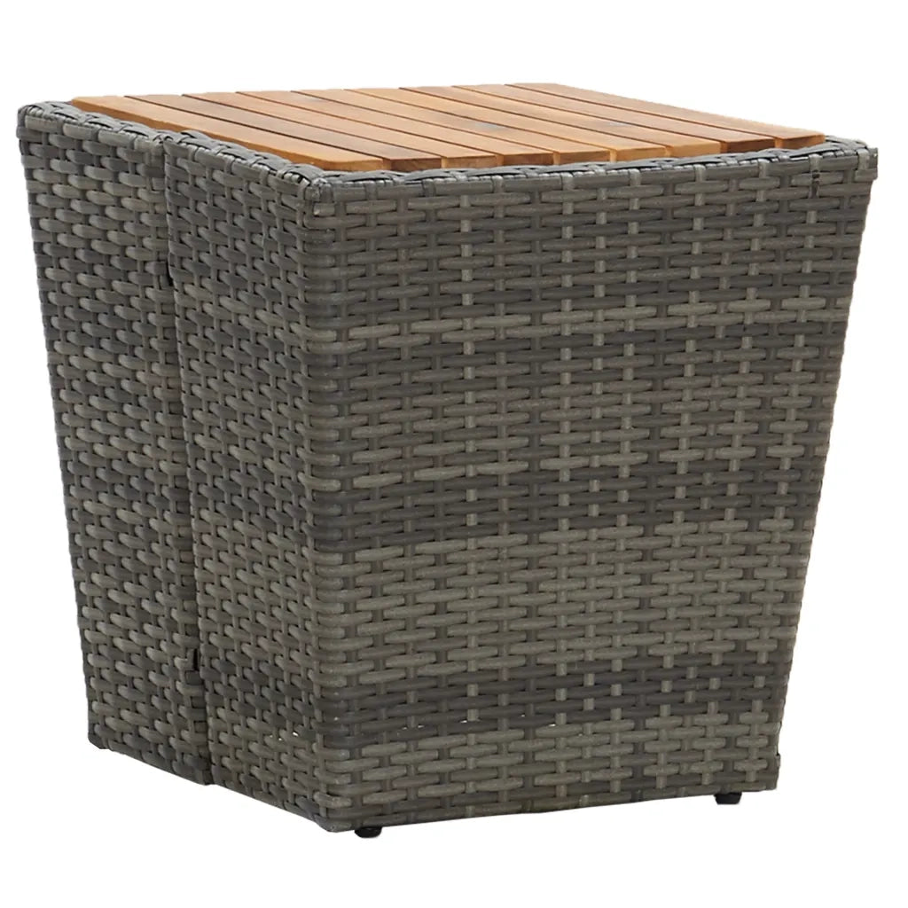 Set da Bistrot 3 pz in Polyrattan e Legno Acacia Grigio