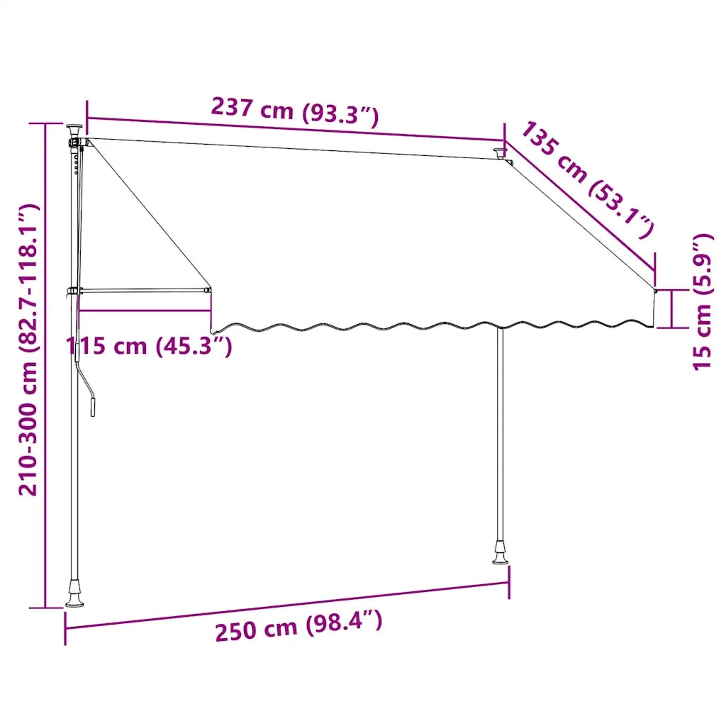 Tenda da Sole Retrattile Manuale 250 cm a Strisce Blu e Bianche 43221