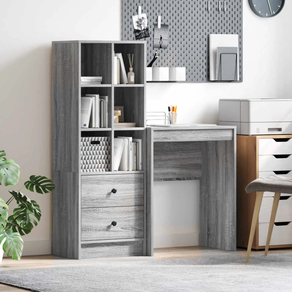 Scrivania con cassetto con lo scaffale 2 pcs Grigio Sonoma 3337302