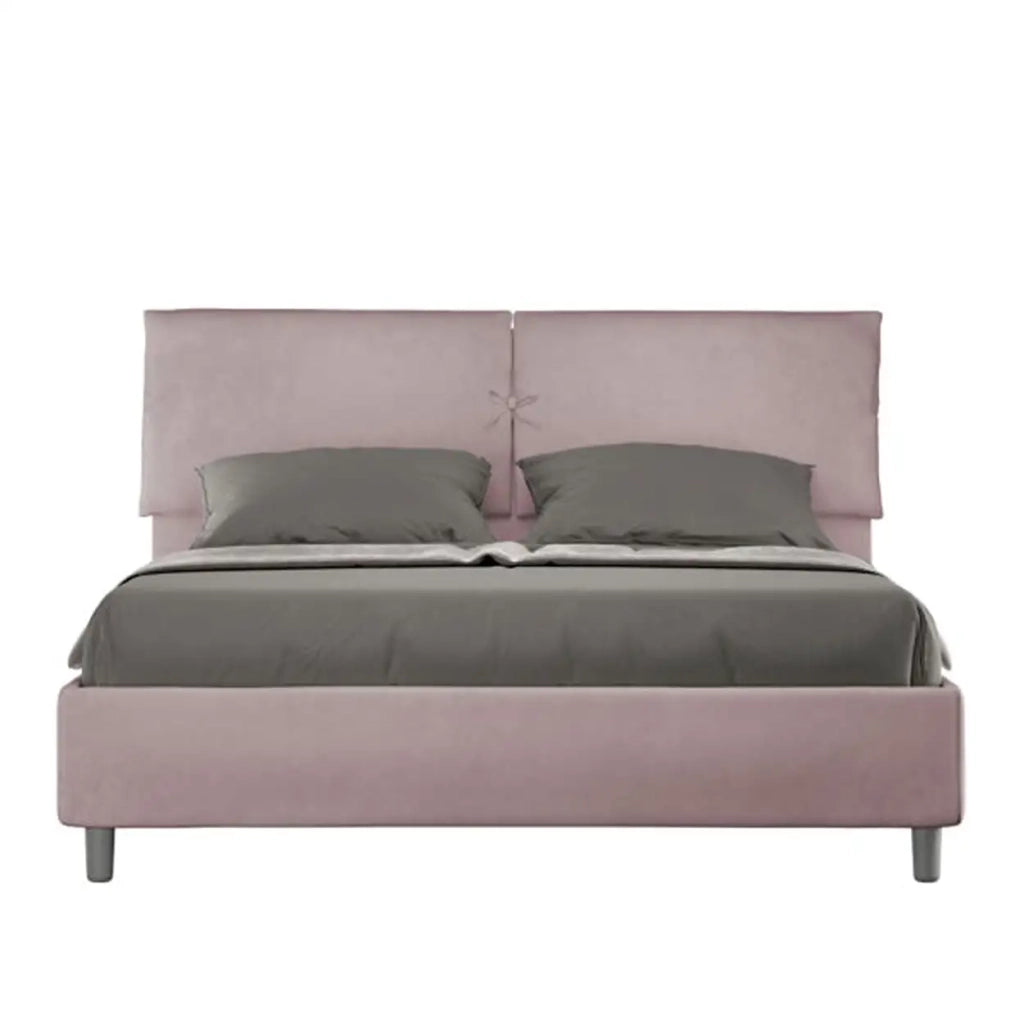 Letto matrimoniale contenitore imbottito 160x190 microfibra glicine Mados