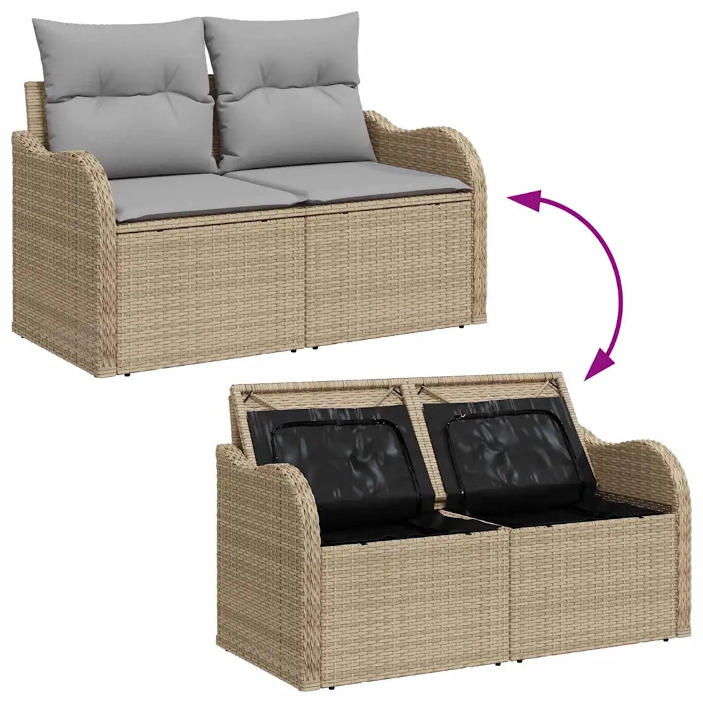 Set Divano da Giardino 7 pcs Beige Poly Rattan 3358219