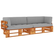Divano a 2 Posti su Pallet con Cuscini Pino Impregnato Ambra 3066663