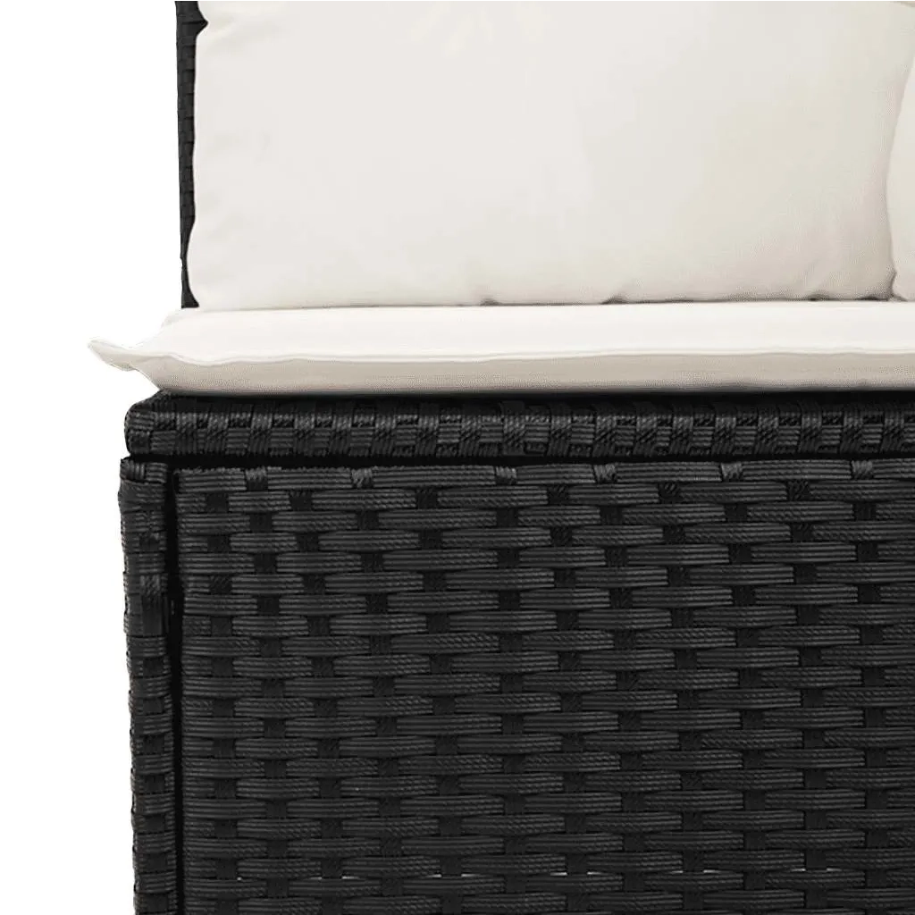 Set Divano da Giardino 6 pz con Cuscini Nero in Polyrattan 3326617