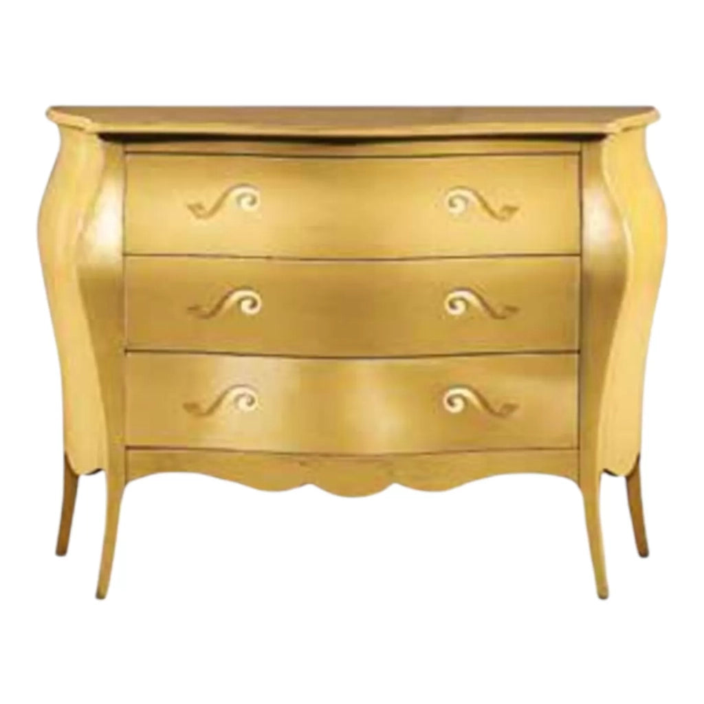 Comò 3 cassetti bombato 116x45x85xoro (1311) - Mobili 2G