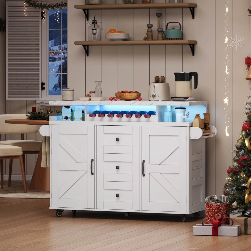 Isola cucina mobile con piano ribaltabile e LED