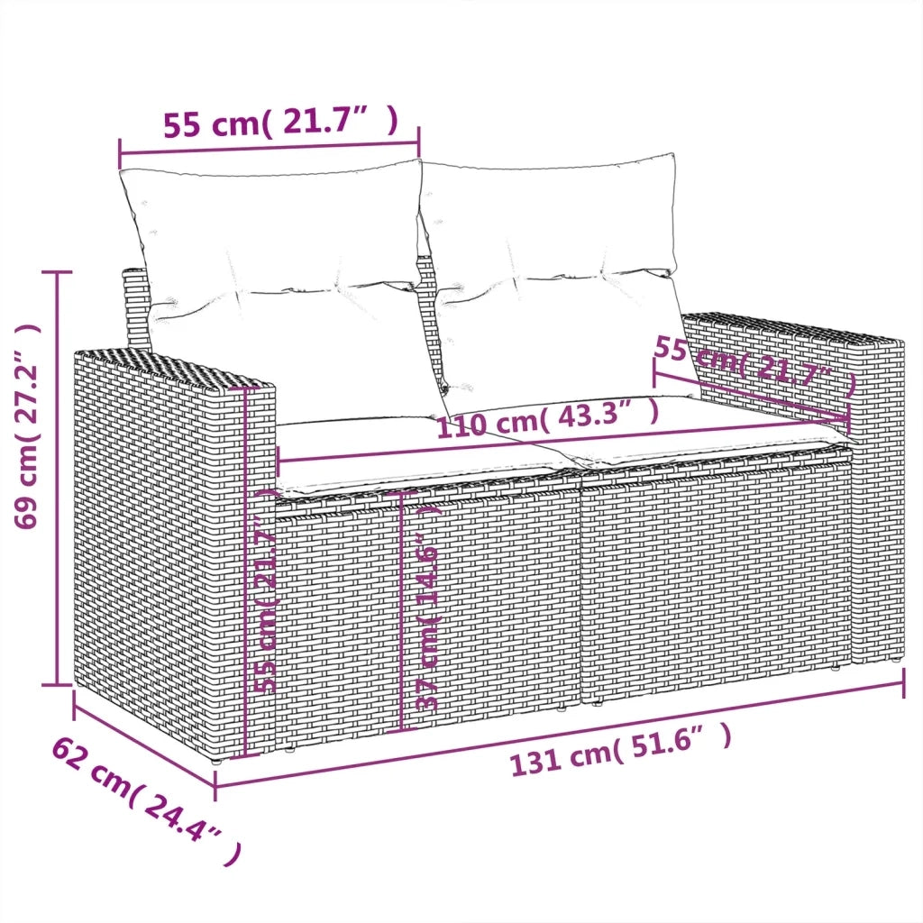 Set Divani da Giardino 11 pz con Cuscini in Polyrattan Nero 3219486