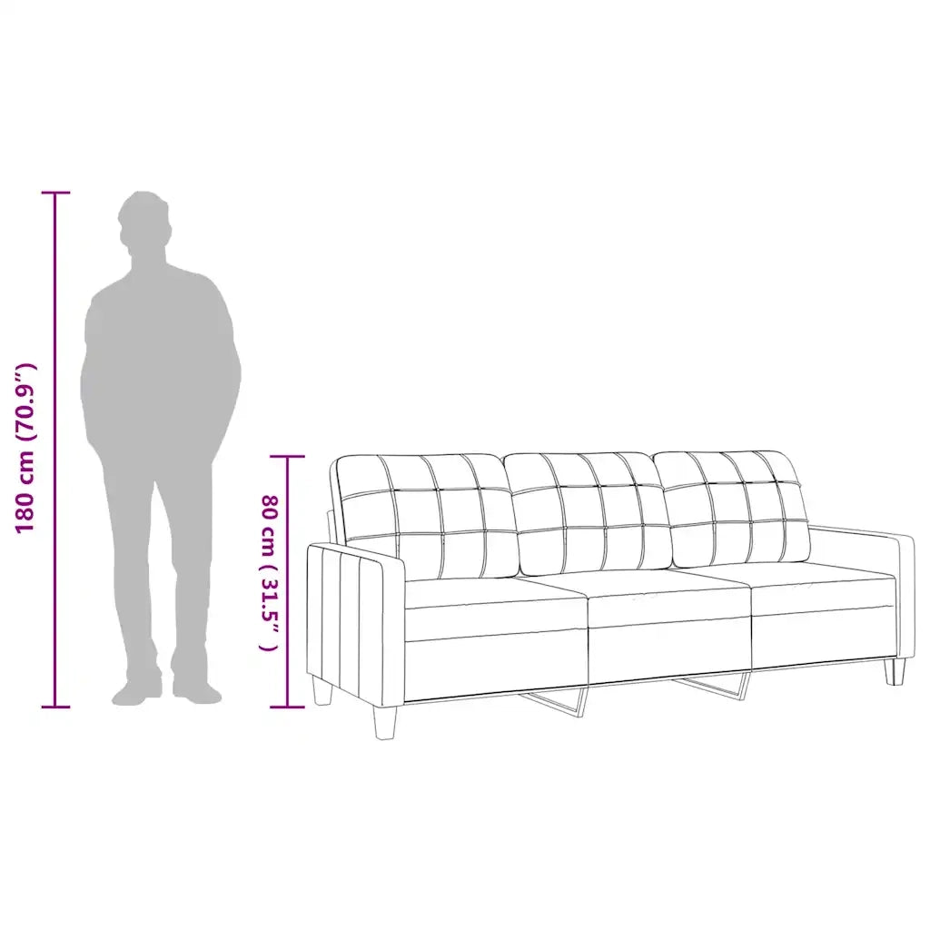 Divano a 3 Posti Crema 180 cm in Similpelle 359123