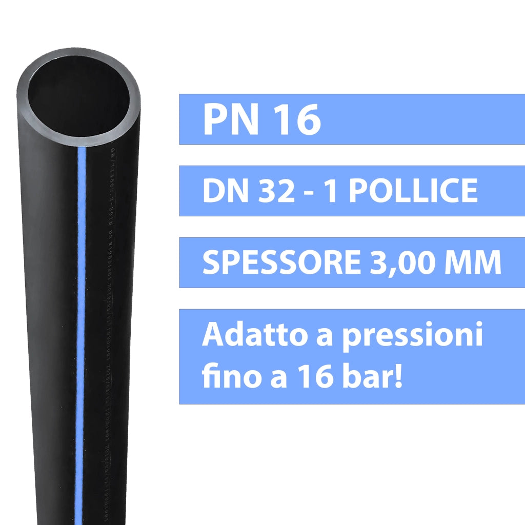 TUBO POLIETILENE PN 16 ALTA DENSITA' 50 METRI/DN 32