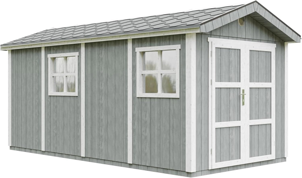 Casetta da giardino di qualit? premium 11,47 m² - H252x250x530 cm - Timbela M915C-CAVERN STEEL