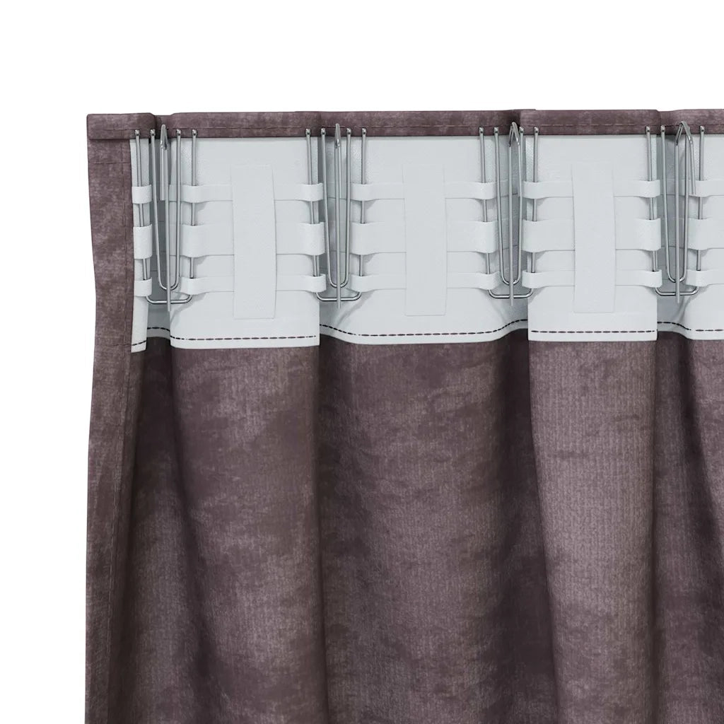 Tende in Velluto con tende 2 pcs Marrone 245 x 140 cm Velluto 4107696