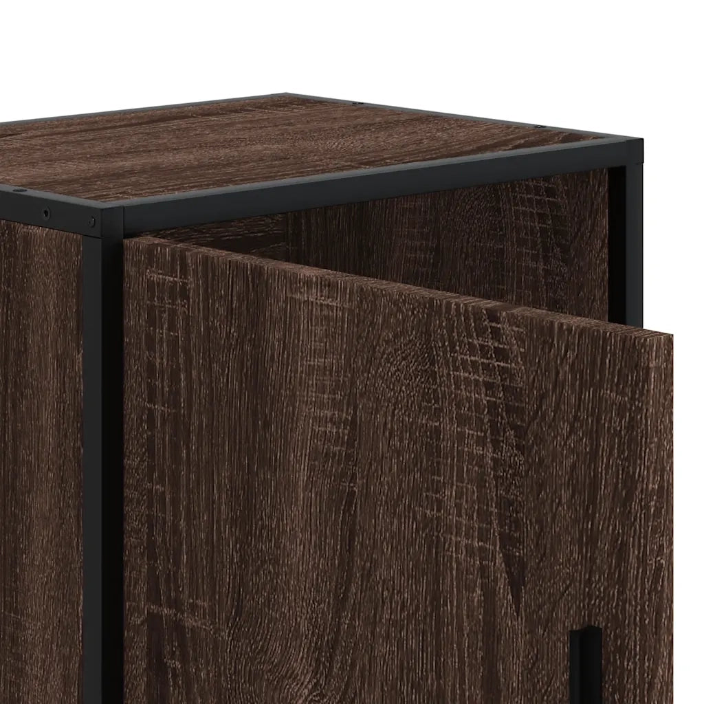 Comodini Rovere Marrone 2 pz Legno Multistrato e Metallo 848718