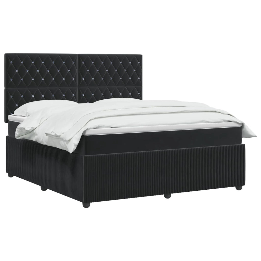 Letto box spring con materasso Nero 140 x 190 cm Velluto 3454597