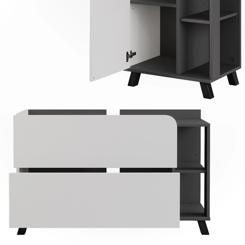 Vicco Set di mobili da bagno Antracite/bianco 4 parti