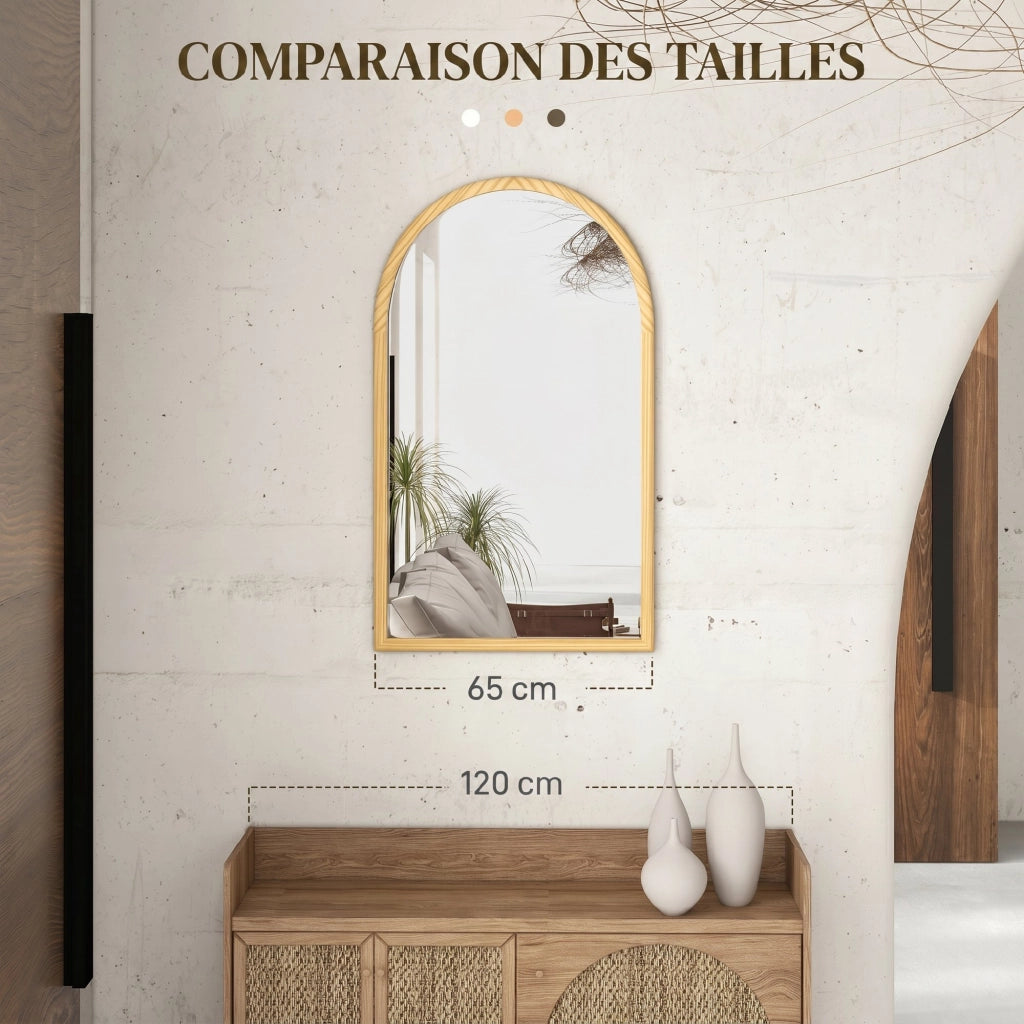Specchio ad arco ¨C Minimal ¨C legno naturale 110x65 cm