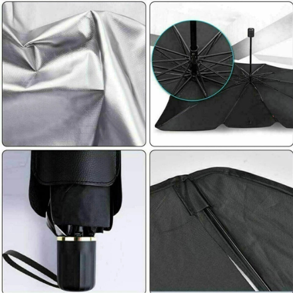 PARASOLE PER AUTO PARABREZZA ANTERIORE PIEGHEVOLE 130X77 CM OMBRELLO PORTATILE