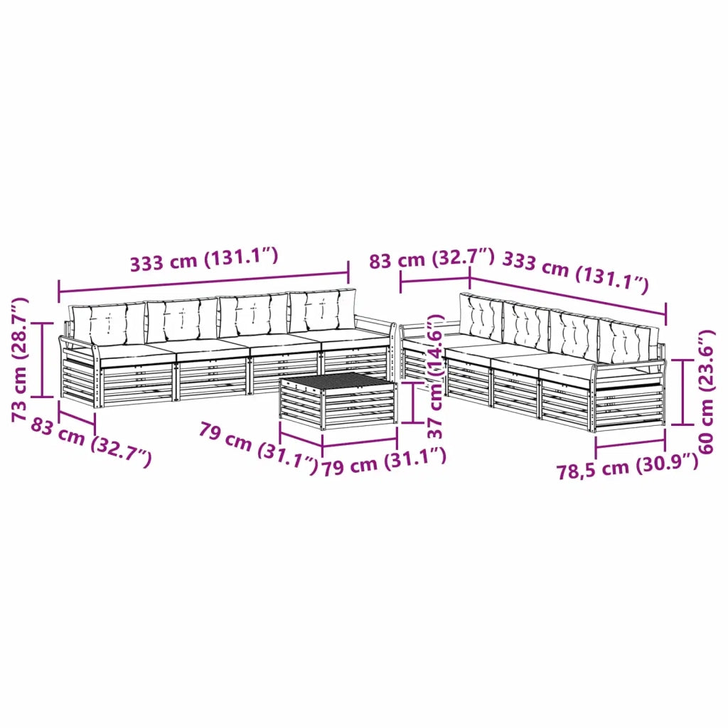 Set di divani da esterno 9 pz Bianco e Beige 3390248