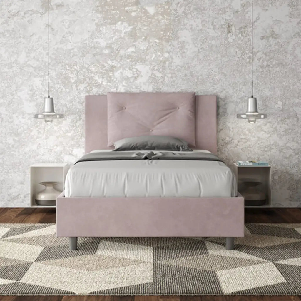 Letto una piazza e mezza senza rete imbottito 120x200 microfibra glicine Appia
