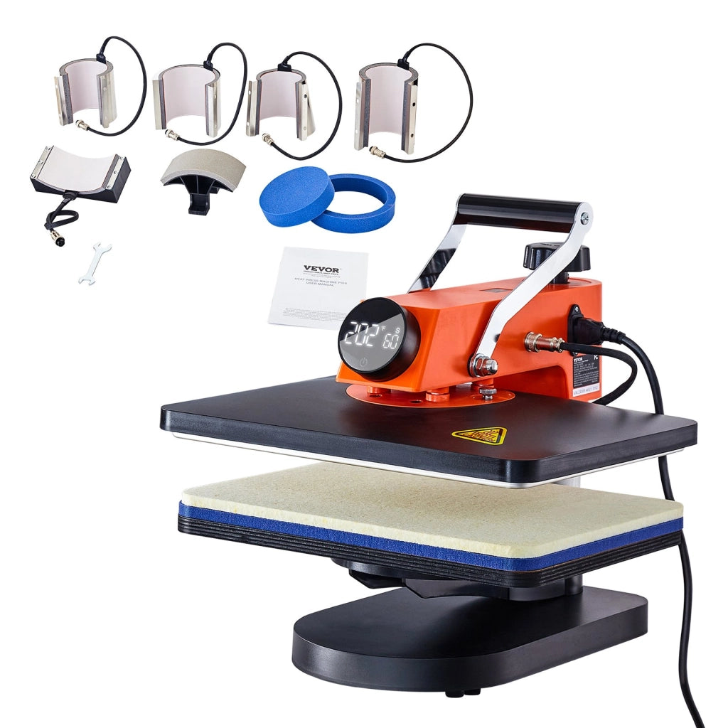 Pressa termica 8 in 1 per sublimazione 930W rotazione 360° per magliette tazze cappelli fai da te multifunzionale 42 x 40 x 39 cm