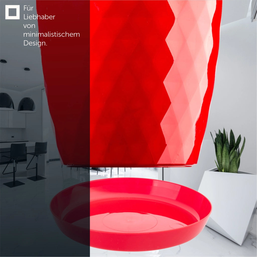 Vaso da fiori in plastica KADAX con supporto, coprivaso, 18 cm, rosso, Kadax
