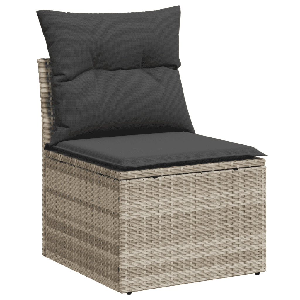 Set Divani da Giardino 7pz con Cuscini Grigio Chiaro Polyrattan 3218822