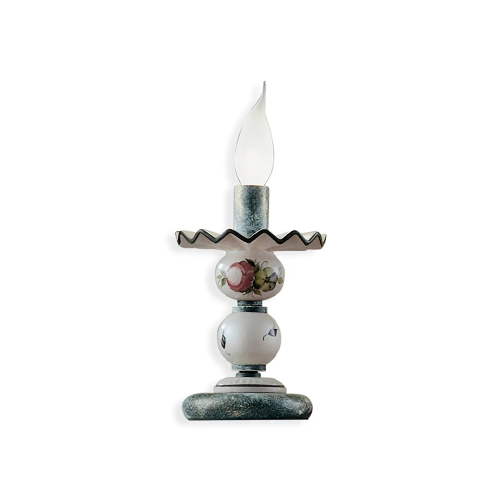 Lumetto Classico Sanremo Metallo Ceramica Verde Sfumato Oro Decorato 1 Luce E14