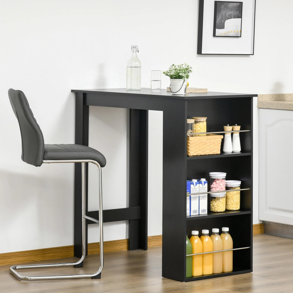 Tavolo da bar ¨C Minimal ¨C 112x57x106 cm, nero, 3 ripiani