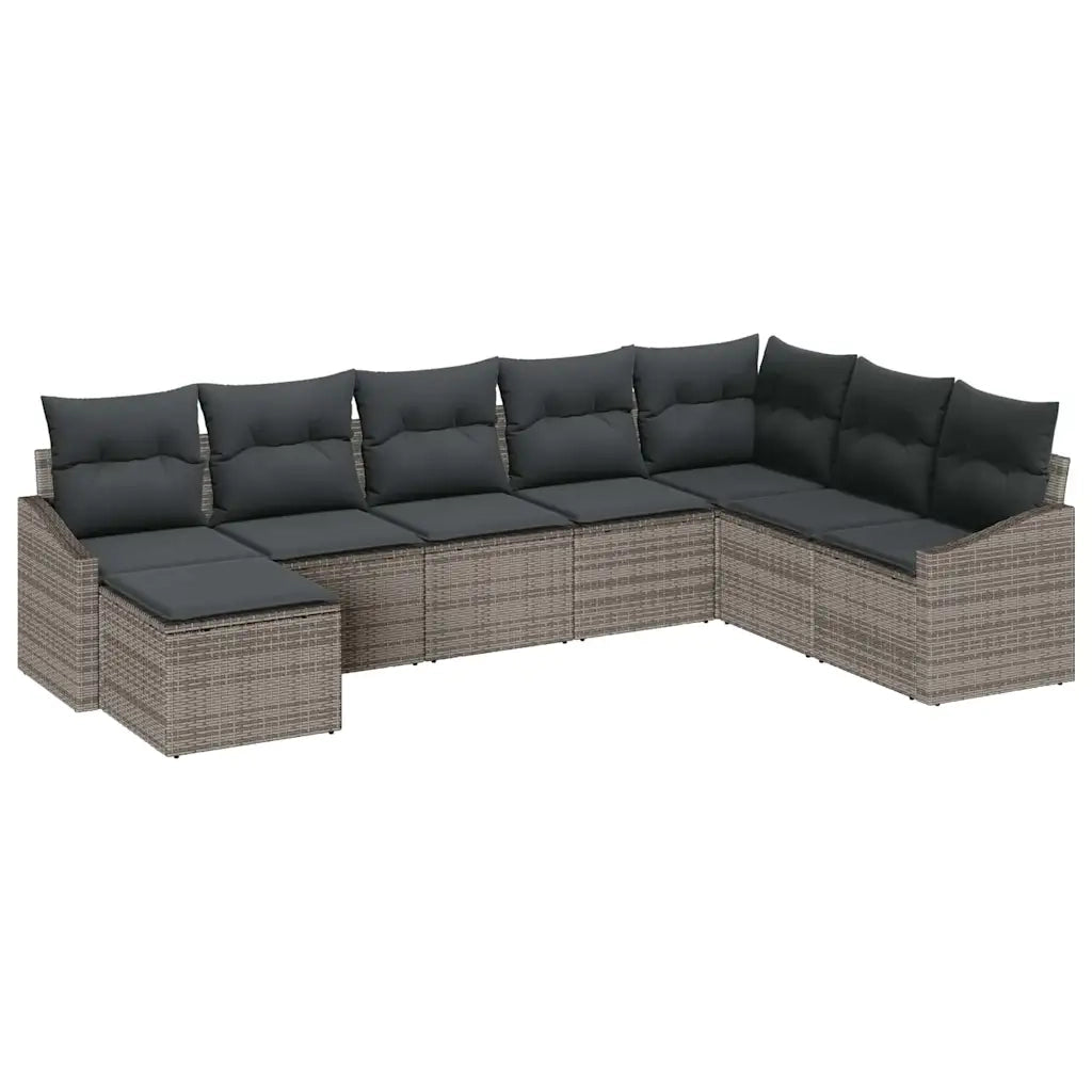Set Divano da Giardino con cuscino 8 pcs Grigio polyrattan 3355508