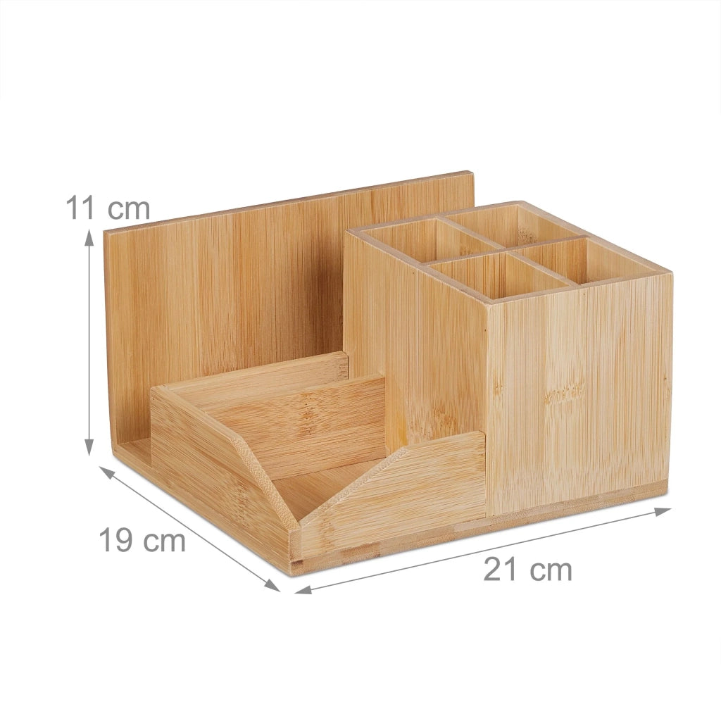 Organizer da scrivania in bambù design naturale 30 x 10 x 10 cm grande capacità porta penne in bambù 13_0015077