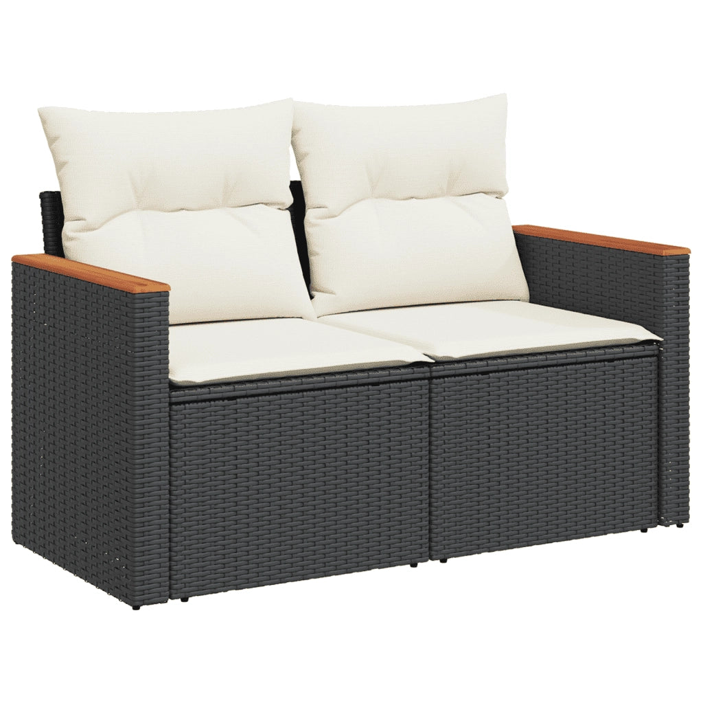 Set Divani da Giardino con Cuscini 7pz Nero Polyrattan 3258409