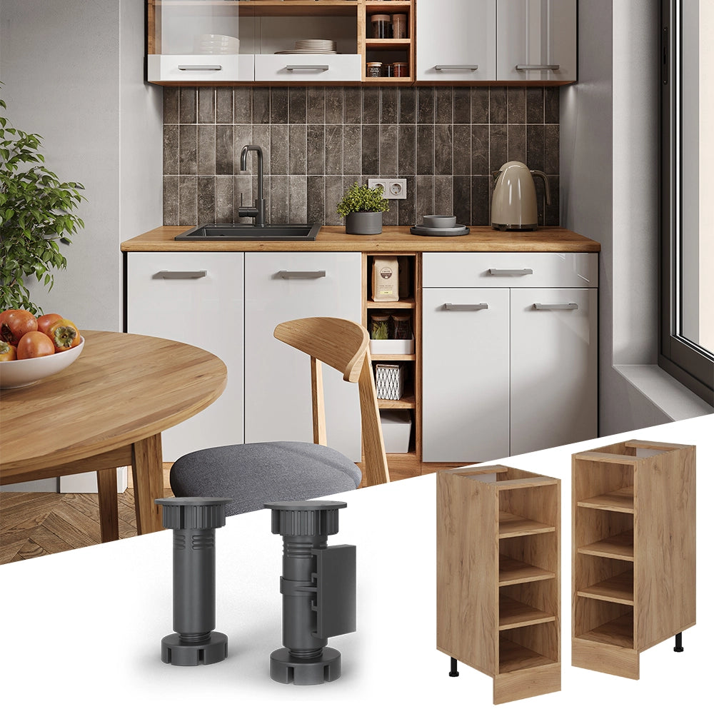 Scaffale da cucina R-Line Rovere dorato/Rovere dorato 30 cm, PL Antracite Vicco