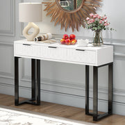 Tavolo consolle con cassetti e piedini regolabili in MDF bianco e nero
