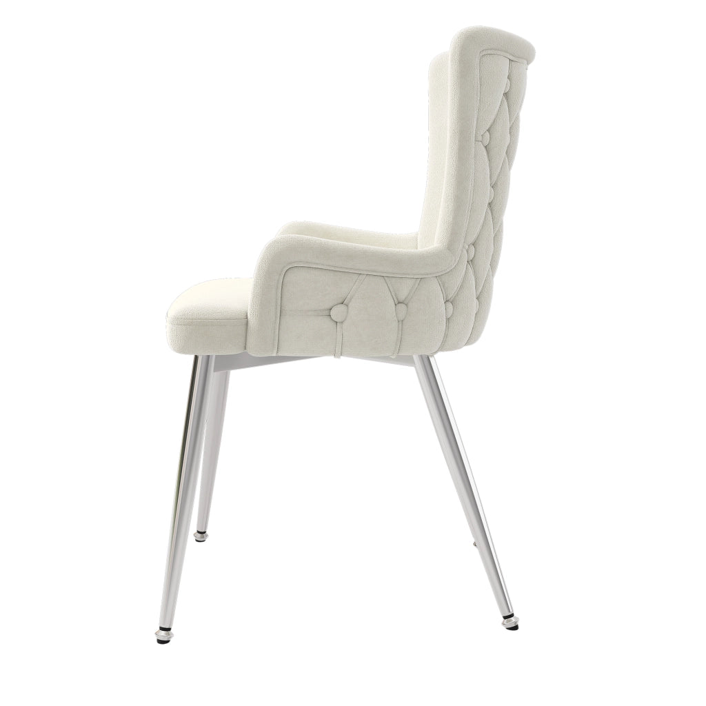 SEDIA da pranzo Set da 6 pezzi in velluto Beige con gambe in metallo argento