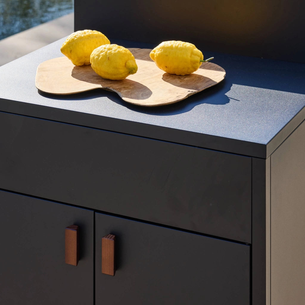 Cucina da esterno modulare in acciaio con 2 ante, 80cm, nero
