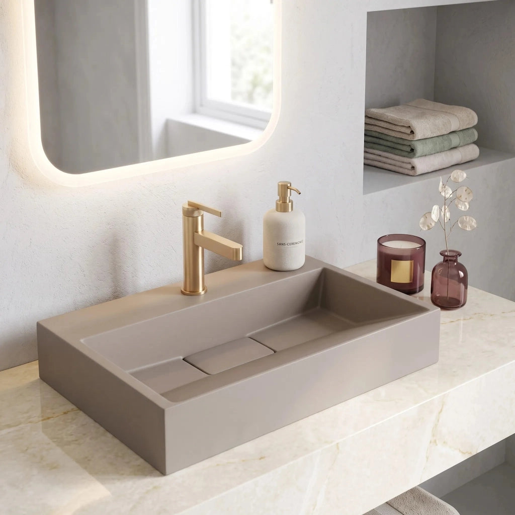 Lavabo In Conglomerato Rea Goya Taupe 60cm