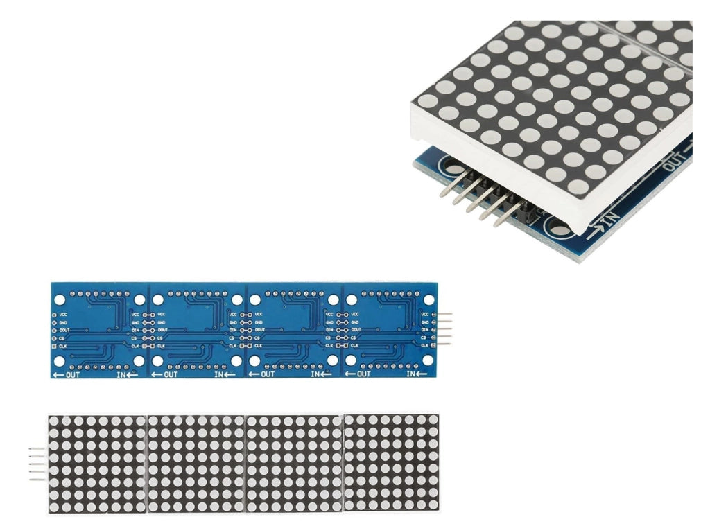 Modulo Display Matrice LED 8x32 MAX7219 4-in-1 per Arduino, Raspberry Pi ed ESP32 con Cavo Dupont 5 Pin
