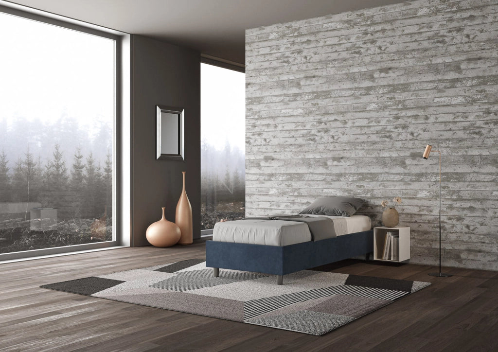 Letto 1 Piazza e Mezzo Sommier 110x200 cm con Rete Azelia Blu