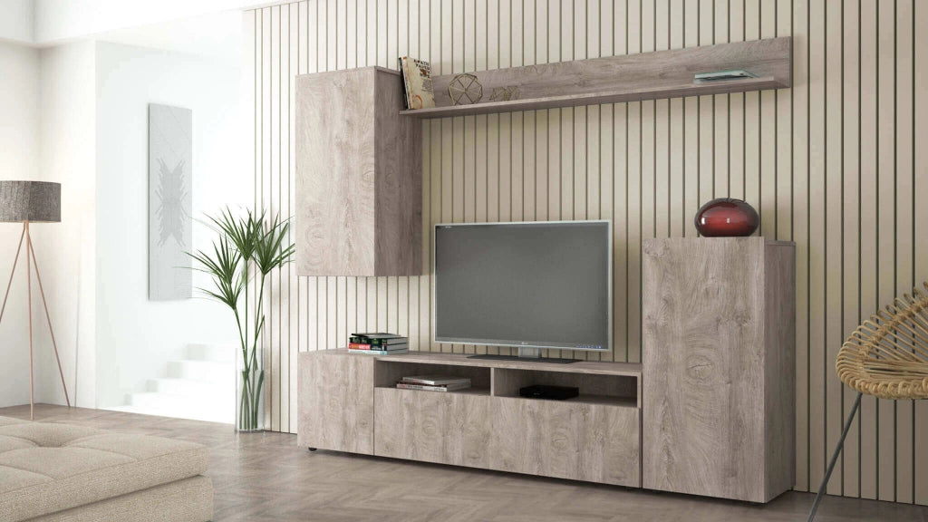 BRIDGE PARETE SOGGIORNO ROVERE CHIARO 210 X 36,5 X H 170 CM