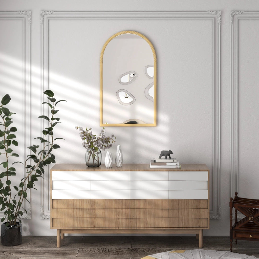 Specchio ad arco ¨C Minimal ¨C legno naturale 110x65 cm