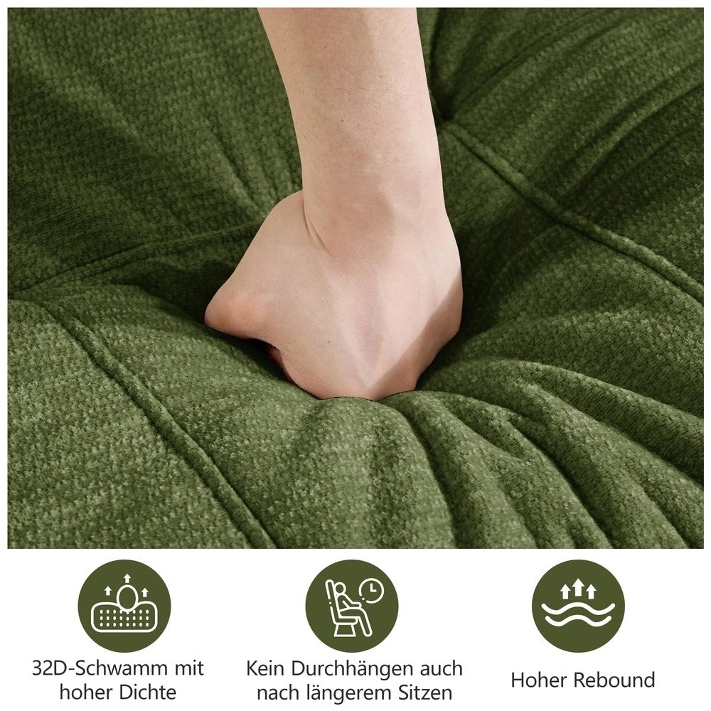Divano 2 posti in tessuto chenille ¨C Minimal ¨C verde imbottito trapuntato