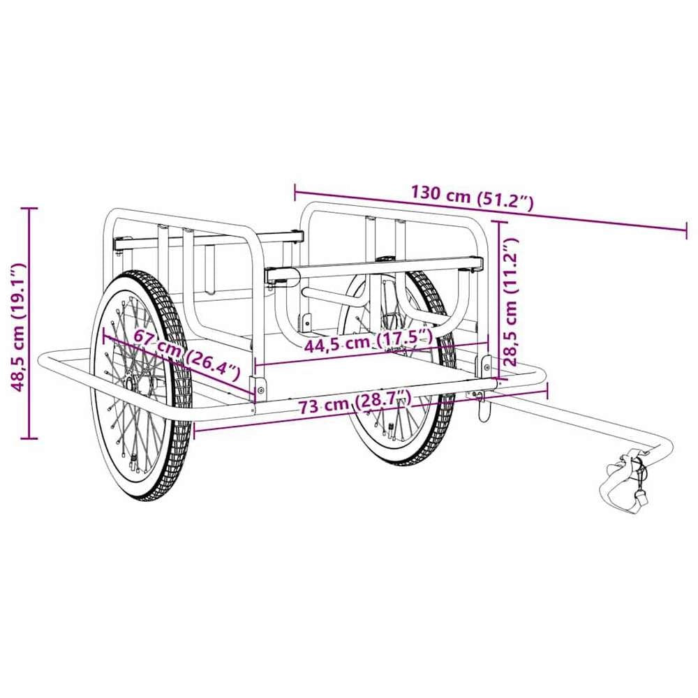 Bicycle Trailer 130x73x48.5 Cm Steel Black