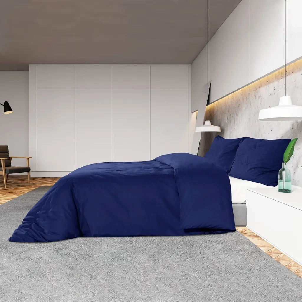 Set Copripiumino Blu Marino 200x200 cm in Cotone 136143