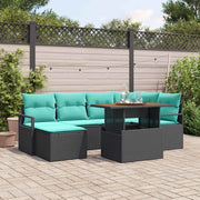 Set da Pranzo per Giardino con cuscino 7 pcs Nero e Verde acqua 3349738