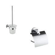 Set da bagno cromato 2 accessori: porta scopino, coprirotolo | Spin
