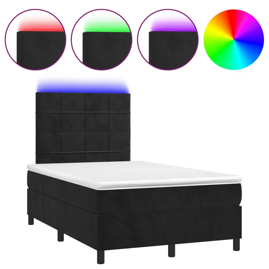 Letto a Molle con Materasso e LED Nero 120x200 cm in Velluto 3136115